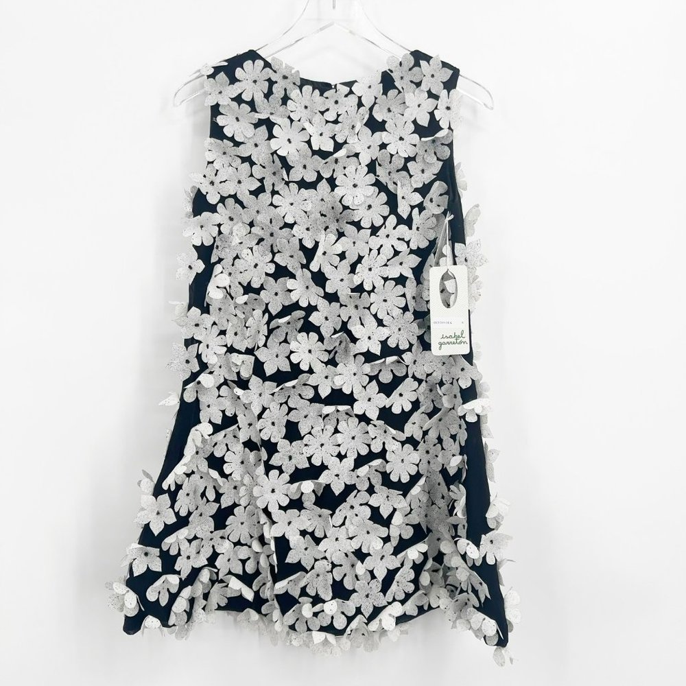 Isabel Garreton Girls Size 8 Black Dress with White Flower Details